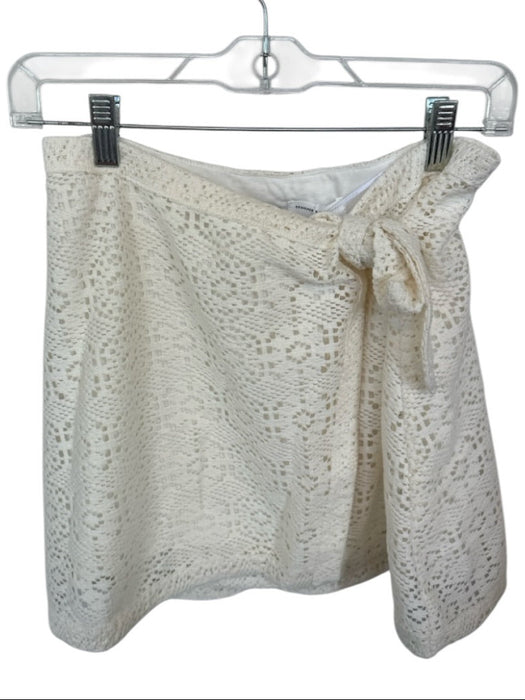 SABO Size S White Polyester Blend Geometric Lace Tie Mini Skirt White / S