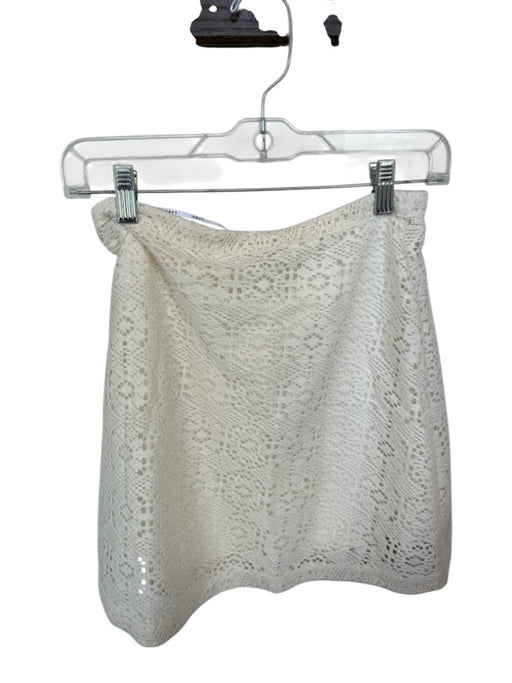 SABO Size S White Polyester Blend Geometric Lace Tie Mini Skirt White / S