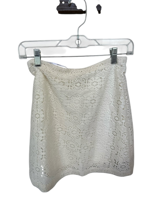 SABO Size S White Polyester Blend Geometric Lace Tie Mini Skirt White / S