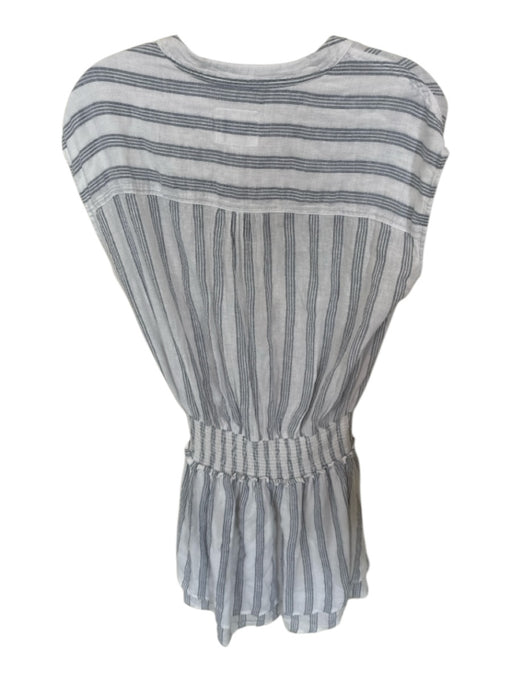 Rails Size M Blue & White Linen & Rayon Stripe Scrunch Waist Sleeveless Dress Blue & White / M