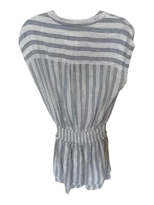 Rails Size M Blue & White Linen & Rayon Stripe Scrunch Waist Sleeveless Dress Blue & White / M