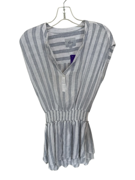 Rails Size M Blue & White Linen & Rayon Stripe Scrunch Waist Sleeveless Dress Blue & White / M