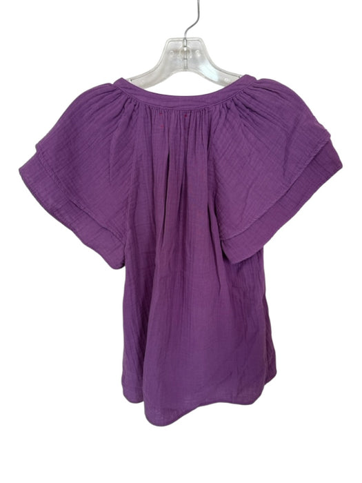 XiRENA Size M Purple Cap Sleeve V Neck Half Button Top Purple / M