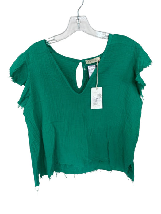 Stark X Size M Emerald Cotton Frayed Cap Sleeve Top Emerald / M