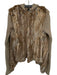 LaROK Size L Brown & Grey Rabbit Fur Knit Long Sleeve Hood Knit Sweater Brown & Grey / L