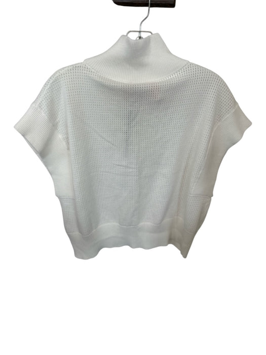 Varley Size M Cream Cotton Quarter Zip roll neck Sleeveless Athletic Jacket Cream / M