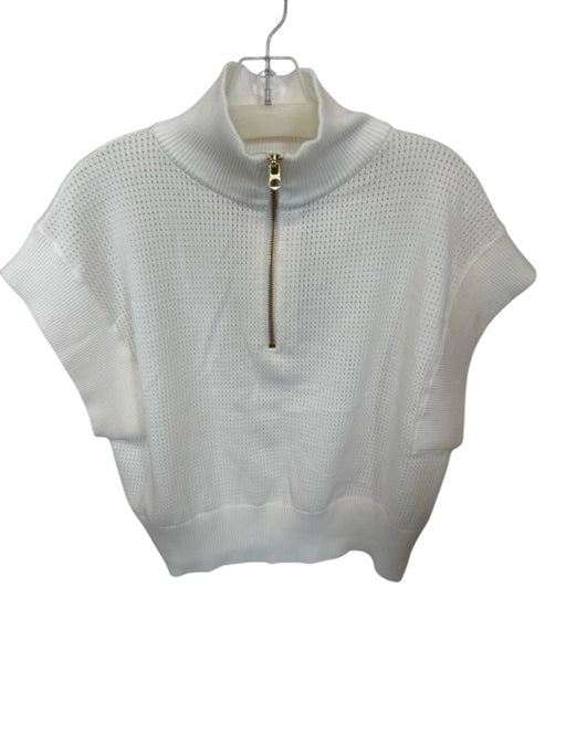 Varley Size M Cream Cotton Quarter Zip roll neck Sleeveless Athletic Jacket Cream / M