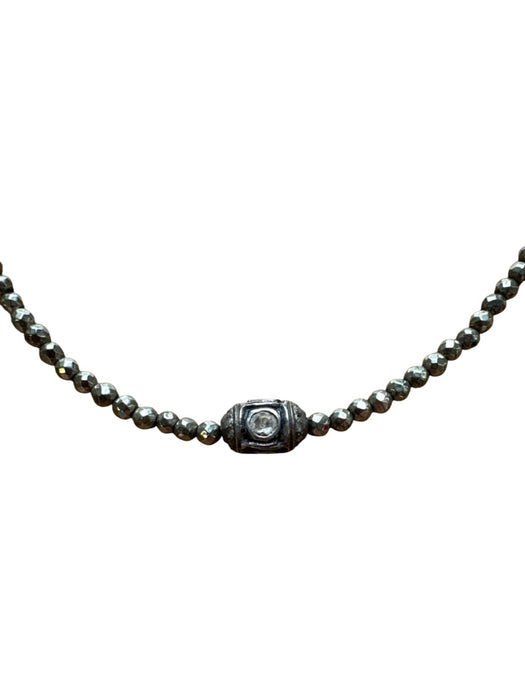 S. Carter Designs Gray & Silver Stone Beads Sterling Silver Raw Diamond Necklace Gray & Silver