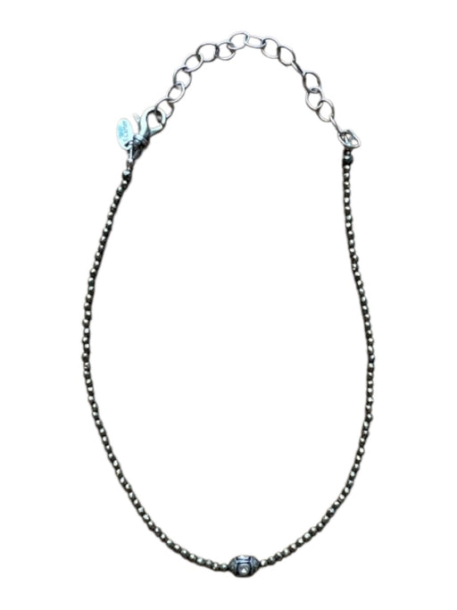 S. Carter Designs Gray & Silver Stone Beads Sterling Silver Raw Diamond Necklace Gray & Silver