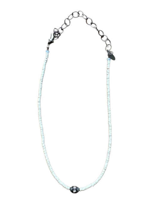 S. Carter Designs Cream & Silver Bone Beads Sterling Silver Raw Diamond Necklace Cream & Silver
