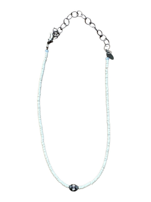 S. Carter Designs Cream & Silver Bone Beads Sterling Silver Raw Diamond Necklace Cream & Silver