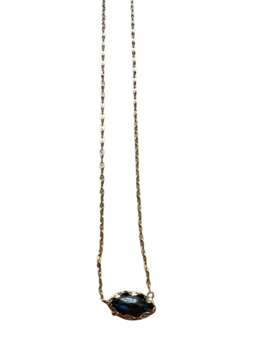 Gold & Gray 14k Gold Pendant Oval Stone Pendant Necklace Gold & Gray