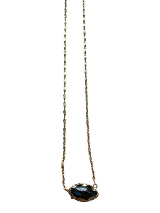 Gold & Gray 14k Gold Pendant Oval Stone Pendant Necklace Gold & Gray