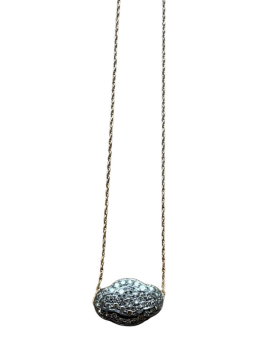 Gold & Gray 14k Gold Pendant Oval Pendant Pave Diamonds Necklace Gold & Gray