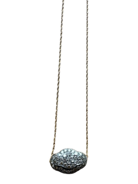 Gold & Gray 14k Gold Pendant Oval Pendant Pave Diamonds Necklace Gold & Gray
