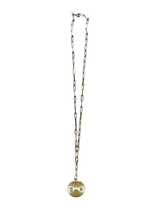Gold Sterling Silver Paperclip Chain Sunburst Faux Diamond Necklace Gold