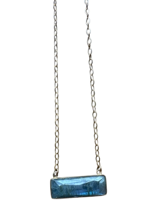 Gold & Gray 14K Gold Plated Chain Rectangle Pendant Semi Precious Stone Necklace Gold & Gray