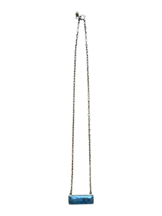 Gold & Gray 14K Gold Plated Chain Rectangle Pendant Semi Precious Stone Necklace Gold & Gray