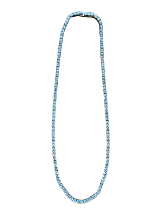 Silver Sterling Silver Faux Diamonds Tennis Necklace Silver