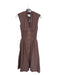 By Anthropologie Size XXS Brown Cotton Cap Sleeve Shoulder Pads Front Zip Dress Brown / XXS