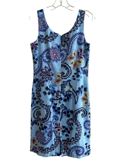 Jessica Howard Size 6 Blue & Aqua Linen & Rayon Scoop Neck Sleeveless Dress Blue & Aqua / 6