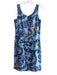 Jessica Howard Size 6 Blue & Aqua Linen & Rayon Scoop Neck Sleeveless Dress Blue & Aqua / 6