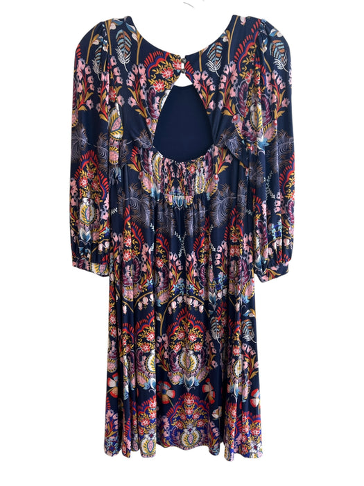Maeve Size XS Navy & Multi Viscose Blend Round Neck Back Cut Out Floral Dress Navy & Multi / XS