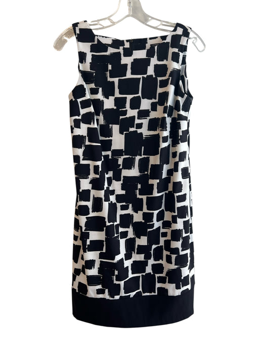 AB Studio Size 6 Black & White Polyester Boat Neck Sleeveless Back Zip Dress Black & White / 6