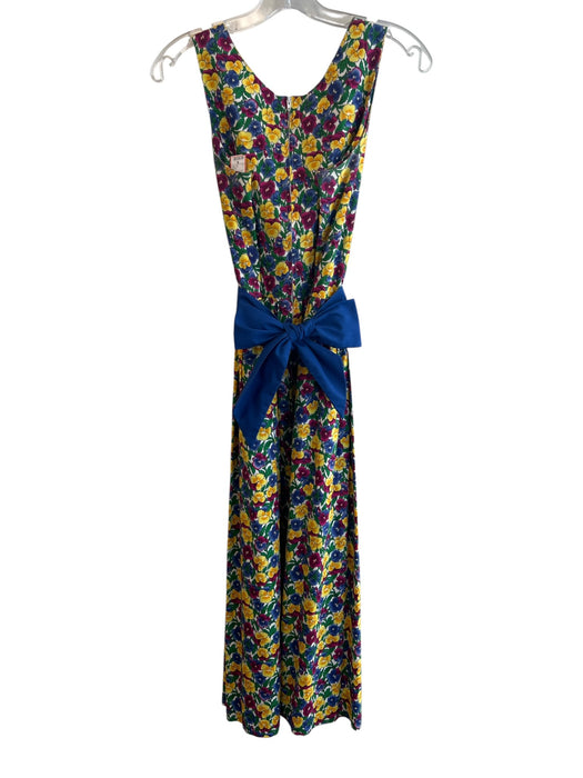Bonny Lass Size 10 Multi Cotton Round Neck Sleeveless Back Zip Floral Dress Multi / 10