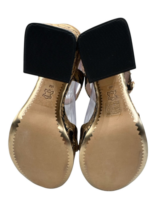 Tory Burch Shoe Size 9 Gold & Black Brocade Block Heel Platform Sandals Gold & Black / 9