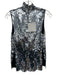 Tibi Size 2 Silver Silk Sequined Sleeveless Mock Neck Back Zip Top Silver / 2