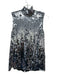 Tibi Size 2 Silver Silk Sequined Sleeveless Mock Neck Back Zip Top Silver / 2