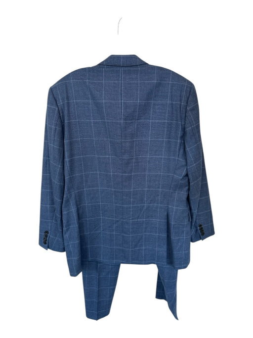 Hugo Boss Navy & Blue Wool Blend Plaid Collared Sport Coat Men's Suit Navy & Blue / 42R