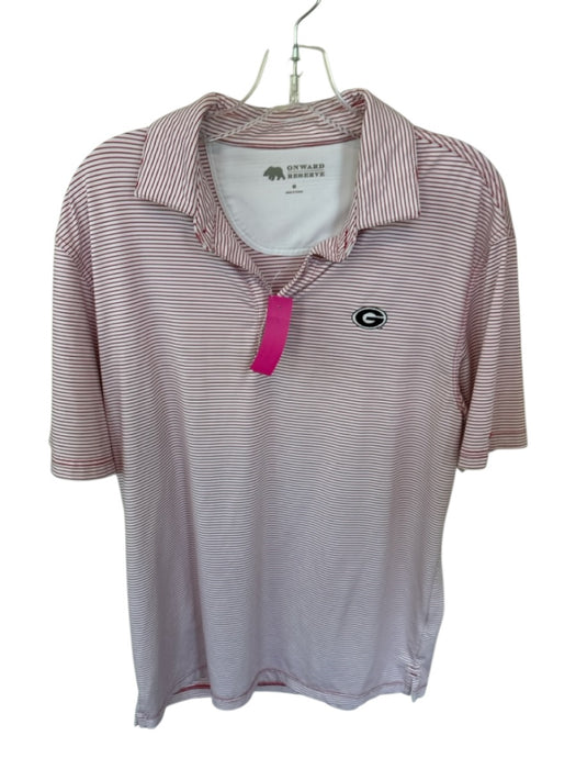 Onward Reserve Size M Red & White Polyester Blend Striped UGA Button Men's Polo Red & White / M