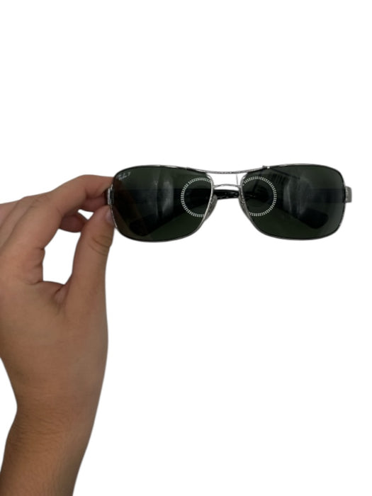 Ray Ban Silver & Black Metal Rectangles Men's Sunglasses Silver & Black