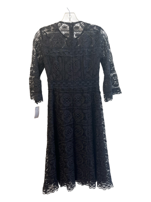 Nanette Lepore Size 0 Black Polyester Lace Overlay Round Neck Keyhole Dress Black / 0