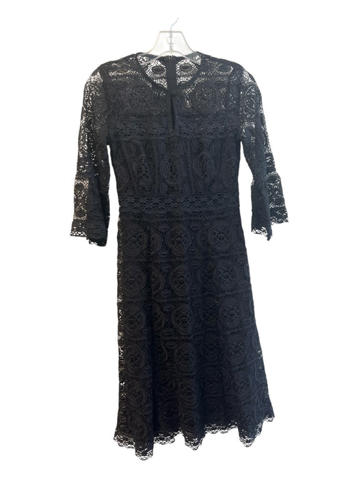 Nanette Lepore Size 0 Black Polyester Lace Overlay Round Neck Keyhole Dress Black / 0
