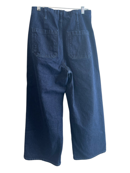 Zara Size 6 Dark Wash No Fabric Tag High Rise Back Pocket Zip Fly Wide Leg Jeans Dark Wash / 6