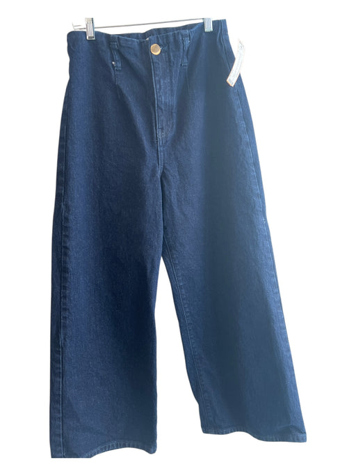 Zara Size 6 Dark Wash No Fabric Tag High Rise Back Pocket Zip Fly Wide Leg Jeans Dark Wash / 6