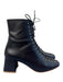 By Far Shoe Size 37 Black Leather Side Zip Almond Toe Block Heel Boots Black / 37