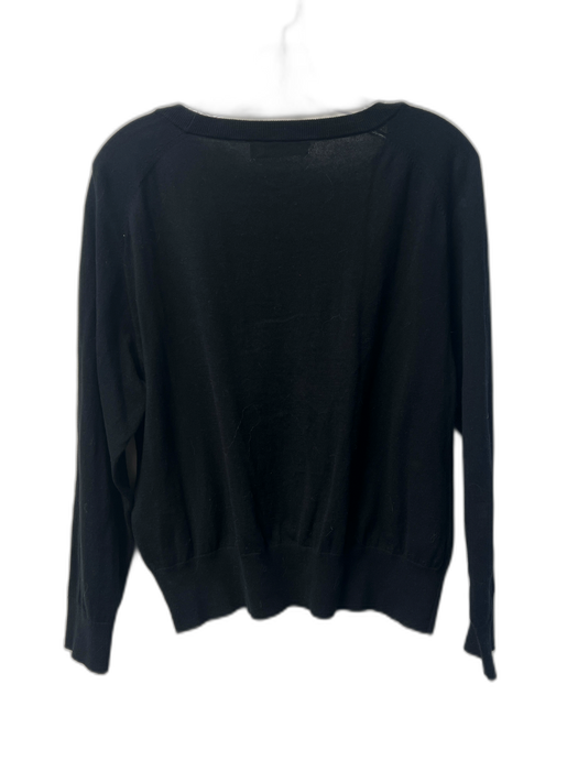 Entireworld Size Est S Black Organic Cotton Long Sleeve V Neck Ribbed Detail Top Black / Est S