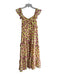 Banjanan Size XS Yellow & Pink Cotton V Neck Flutter Sleeve Floral Print Dress Yellow & Pink / XS