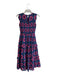 Banjanan Size XS Navy & Pink Cotton V Neck Flutter Sleeve Floral Print Dress Navy & Pink / XS