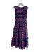 Banjanan Size XS Navy & Pink Cotton V Neck Flutter Sleeve Floral Print Dress Navy & Pink / XS