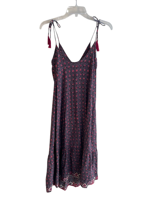 Natalie Martin Size XS Brown & Red Rayon V Neck tie strap Floral Print Dress Brown & Red / XS