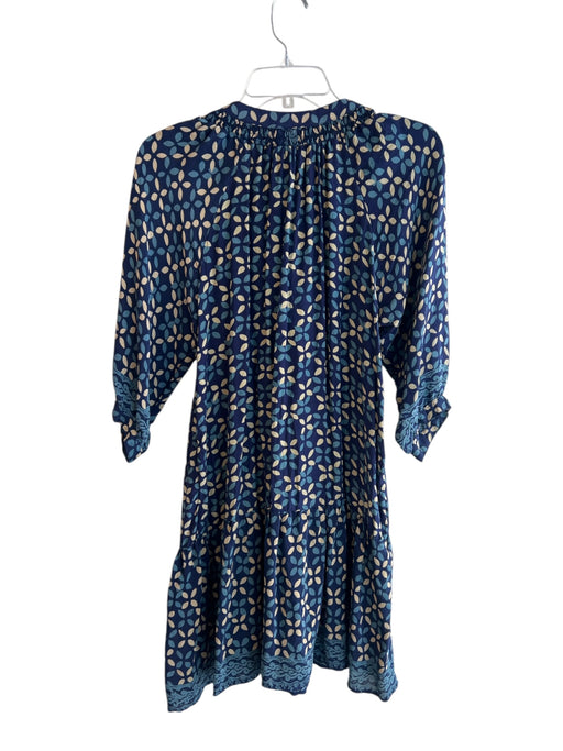 Natalie Martin Size XS Navy Rayon Tie V Neck Long Sleeve Abstract Print Dress Navy / XS
