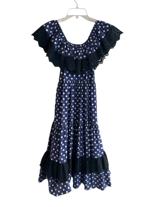 Caroline Constas Size XS Navy White & Black Cotton Off Shoulder Polka dot Dress Navy White & Black / XS
