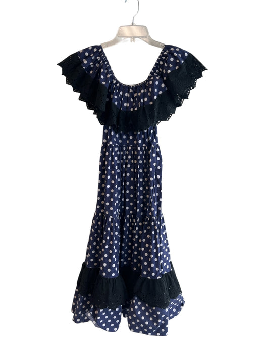 Caroline Constas Size XS Navy White & Black Cotton Off Shoulder Polka dot Dress Navy White & Black / XS