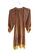 Natalie Martin Size XS Brown Rayon Tie V Neck Long Sleeve Abstract Print Dress Brown / XS