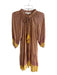 Natalie Martin Size XS Brown Rayon Tie V Neck Long Sleeve Abstract Print Dress Brown / XS